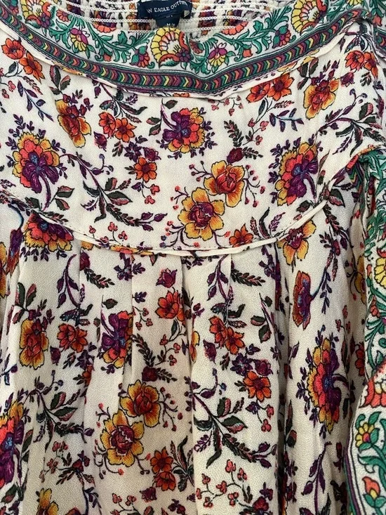 Boho Floral Handkerchief Hem Tank Top - “Kate Moss Crepe” print - Picture 3 of 6